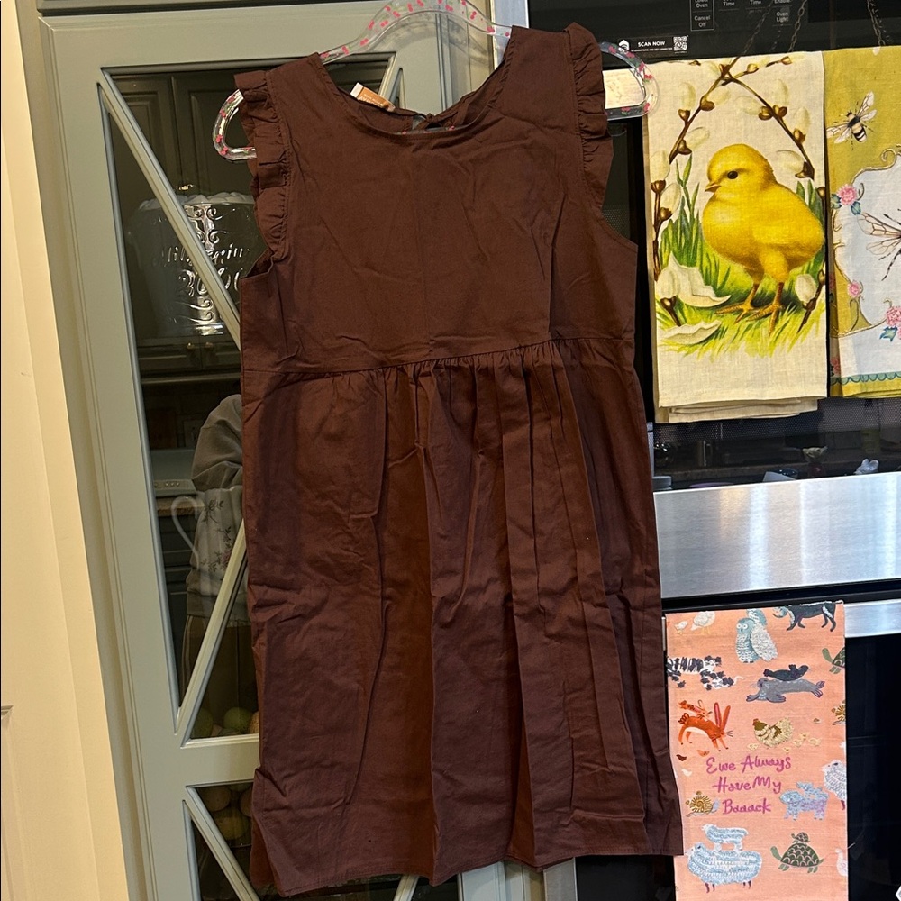 Vanessa Cotton Brown Sleeveless Cotton Dress Small Cottagecore Preppy